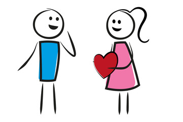 Frau schenkt Mann ein Herz