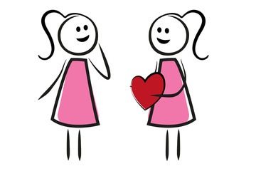 Frau schenkt Frau ein Herz