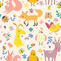 Seamless background with animals for children