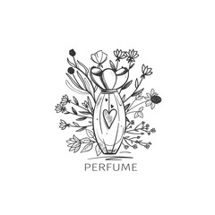Sketch of beautiful perfume bottle