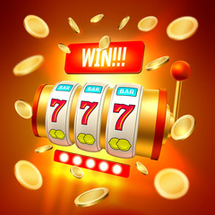 Fototapeta premium Vector realistic slot machine casino jackpot
