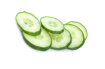 Fresh slice cucumber on white background