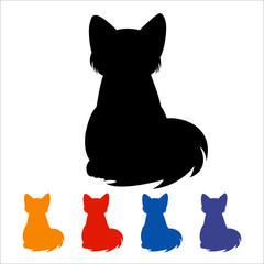 Cat icon, black silhouette on white background