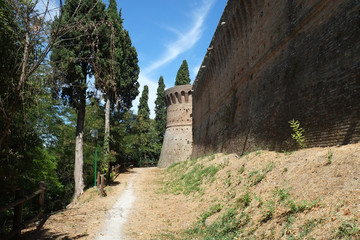Fototapeta premium Medieval fortress walls in Cesena city, Italy