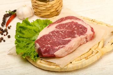 Rib eye raw steak