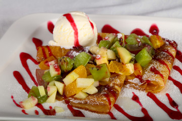 Pancakes with fruits