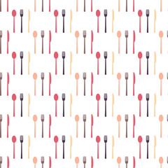 Seamless pattern of fork, spoon and knife .