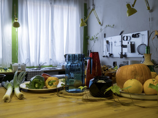 creative kitchen interior decoration in a daylight