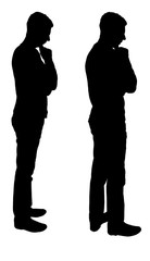 Vector silhouette of two thinking men
