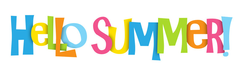 "HELLO SUMMER" Overlapping Letters Vector Icon