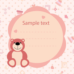 color vector baby card with a teddy bear