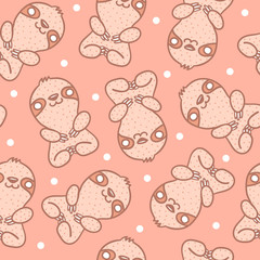 Vector pattern with sloth with dots.