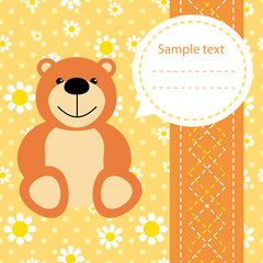 color vector baby card with a teddy bear