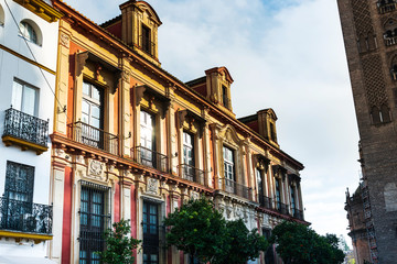 Fototapeta premium Antique building view in Old Town Sevilla, Spain