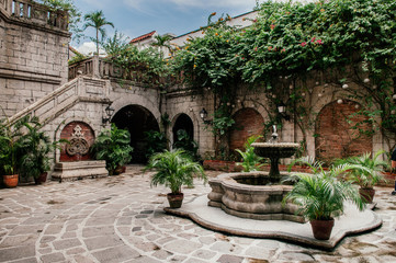 Spanish Colonial house fountain in Casa Manila, Philippines