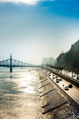 Fototapeta premium view of historic architectural in Budapest from Danube