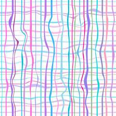 Seamless abstract pattern. Checkered multicolored background with lines and waves. Universal geometric texture. Dinamic colored background. Lineal wallpaper. Decorative style. Line art creation