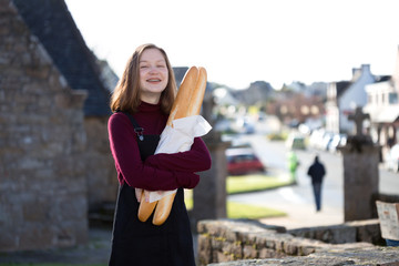 French girl with baguettes