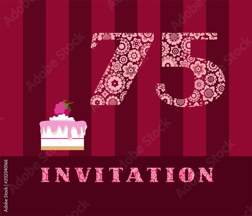 Invitation 75 Years Old Raspberry Pie Vector English The Invitation 75 Years Old Raspberry Pie Vector English The To