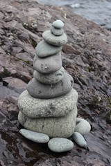 Rock sculpture on the shore