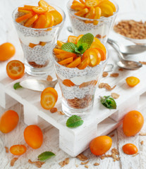 Chia pudding parfait with kumquat