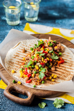 Pulled Pork and Vegetable Tortilla Wraps