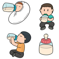 vector set of baby bottle