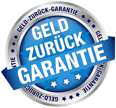 Button Banner "Geld-zurück-Garantie" blau/silber