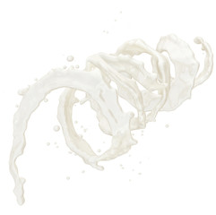 Milk or yogurt splash with droplets isolated. 3D illustration