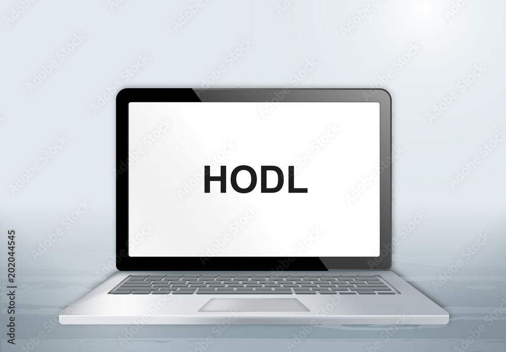 Sticker Laptop auf Holztisch - HODL