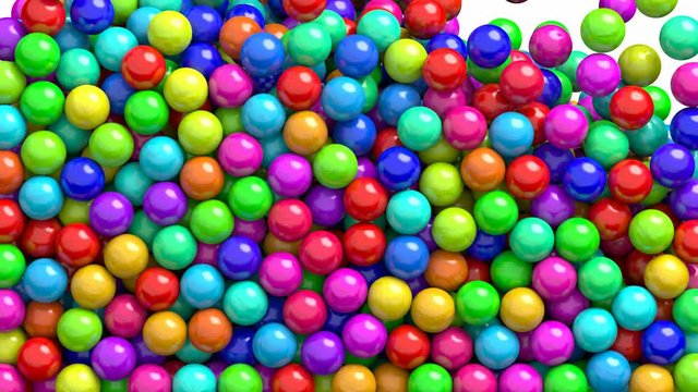 3D animation of the colorful gum balls or candies transition, alpha matte is included