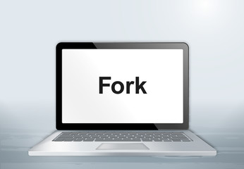 Laptop auf Holztisch - Fork