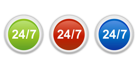 rundes Button Set grün rot blau - 24/7