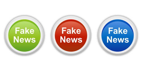 rundes Button Set grün rot blau - Fake News