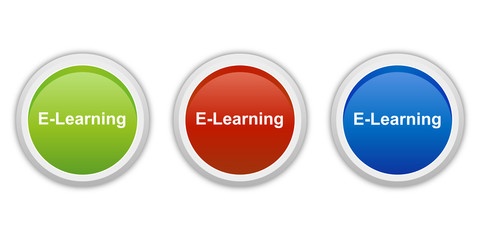 rundes Button Set grün rot blau - E-Learning