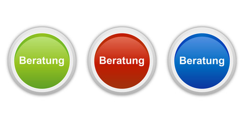 rundes Button Set grün rot blau - Beratung