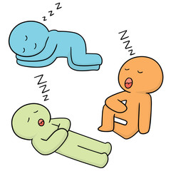 vector set of man sleeping