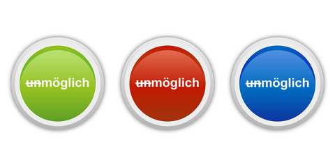 rundes Button Set grün rot blau - un/möglich