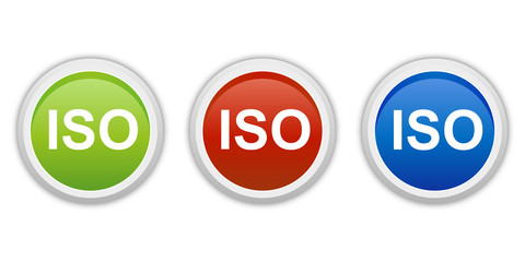 rundes Button Set grün rot blau - ISO