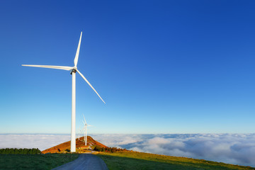 alternative energy with wind turbines on Oiz eolic park