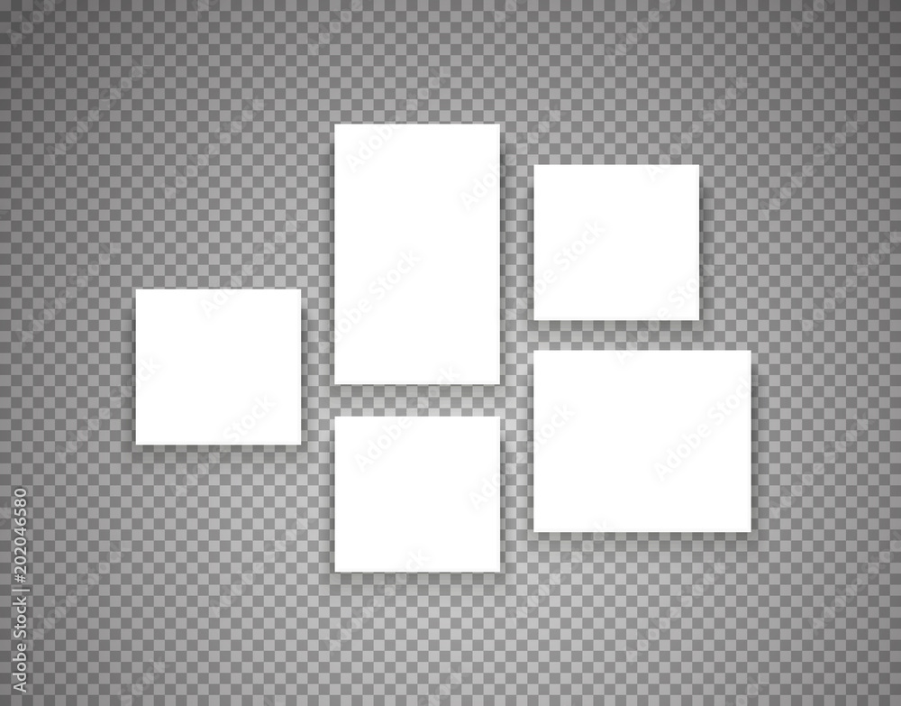 Poster Blank picture frames on a wall. Vector objects transparent background