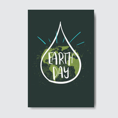 Earth Day Card Hand Drawn Lettering Design