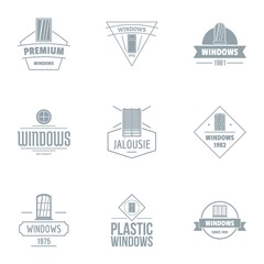 Plastic window logo set. Simple set of 9 plastic window vector logo for web isolated on white background