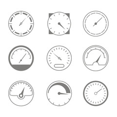 Fototapeta premium Set of monochrome icons with speedometers for your design
