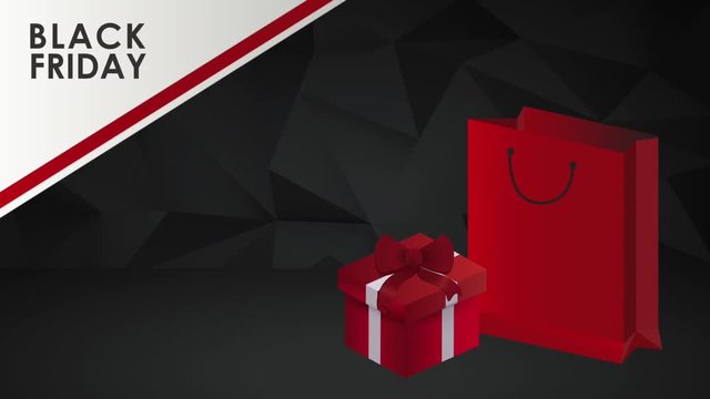 Black friday design with gift boc and shopping bag High Definition colorful animation scenes