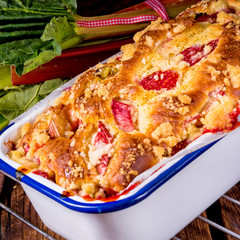 a tasty strawberry rhubarb yeast cake