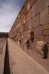 Semi-subterranean Temple in Tiwanaku, Bolivia. Declared UNESCO World Heritage Site