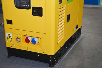  Close up on standby power diesel backup generator for home  with control panel