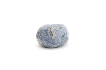 Blue quartz mineral on the white background