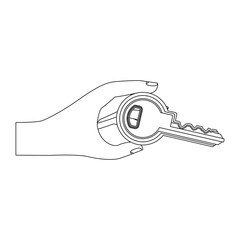 hand with key door isolated icon vector illustration design